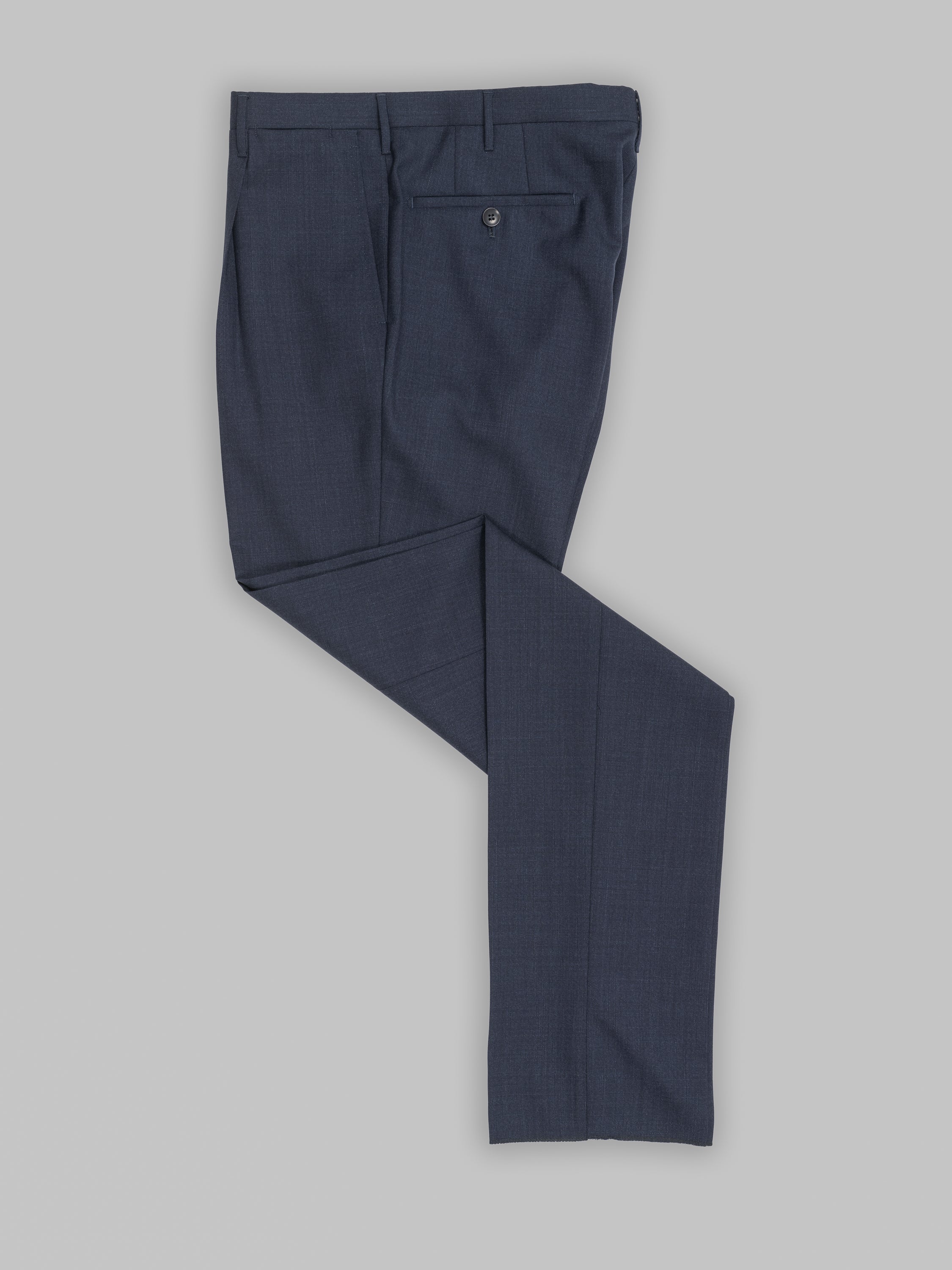 Dark blue pair of regular fit two ply wool trousers